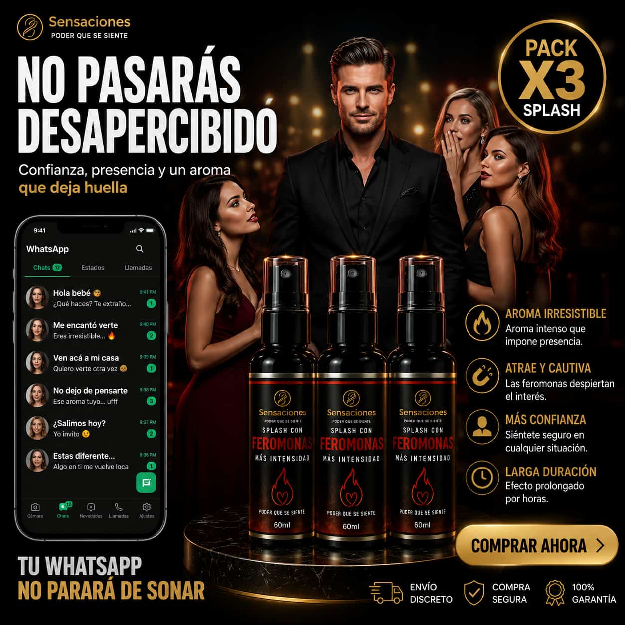 Fragancia Splash Feromonas Pack x 3 Macho Alfa